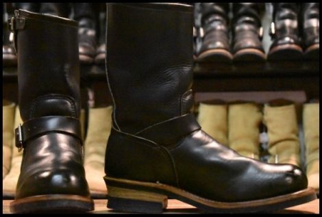 【7.5D 良品 PT91刺繍】レッドウィング 2268 エンジニア 黒 ブラッククローム スチールトゥ プルオン ブーツ redwing HOPESMORE