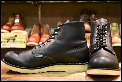 【10D 良品 12年】レッドウィング 8165 アイリッシュセッター 黒 ブラッククローム プレーントゥ 編み上げ ブーツ redwing HOPESMORE