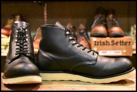 【10D 良品 12年】レッドウィング 8165 アイリッシュセッター 黒 ブラッククローム プレーントゥ 編み上げ ブーツ redwing HOPESMORE