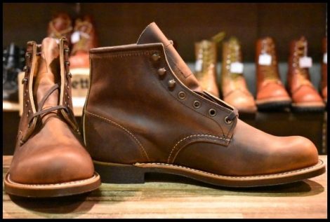 【9.5D 箱付 未使用 23年】レッドウィング 3343 ブラックスミス 茶 カッパーラフ＆タフ プレーントゥ 編み上げ ブーツ redwing HOPESMORE