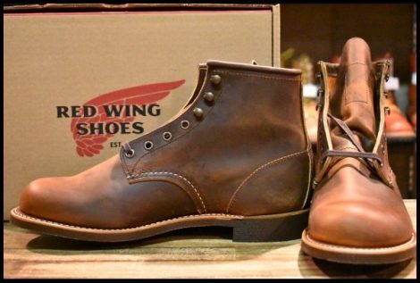 【9.5D 箱付 未使用 23年】レッドウィング 3343 ブラックスミス 茶 カッパーラフ＆タフ プレーントゥ 編み上げ ブーツ redwing HOPESMORE