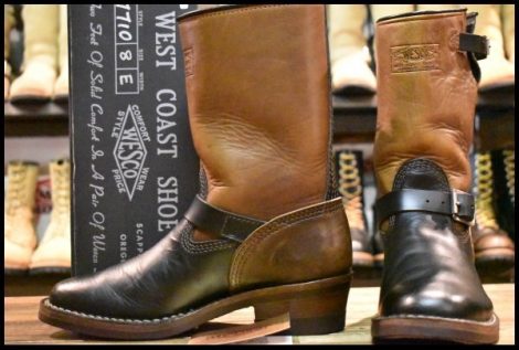 【8E 箱付 良品 15年】WESCO ウエスコ ナローボス 7710 ホースハイド エンジニア ブラック×ブラウン ツートン ブーツ BOSS HOPESMORE
