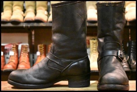 【8.5E程度 中古 黒刺繍タグ 70’S】Chippewa チペワ エンジニアブーツ ブラック プルオン ビンテージ ブーツ HOPESMORE