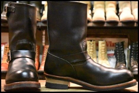 【9.5D 美品 10年】レッドウィング 2268 エンジニア ブラッククローム 黒 スチールトゥ プルオン ブーツ redwing HOPESMORE