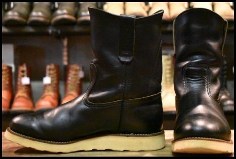 【7.5E 良品 羽タグ 97年】レッドウィング 8169 ペコス 黒 ブラッククローム プルオン クッションソール ブーツ redwing pecos HOPESMORE