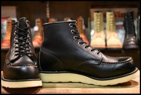 【7.5E 美品 犬タグ 98年】レッドウィング 8179 アイリッシュセッター 黒 ブラッククローム モックトゥ 編み上げ ブーツ redwing HOPESMORE