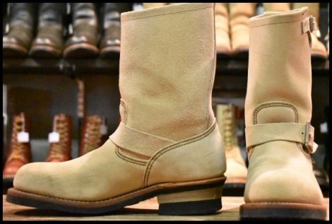 【7.5D 良品 10年】レッドウィング 8268 スエード エンジニア ホーソーンアビレーンラフアウト ベージュ ブーツ redwing HOPESMORE