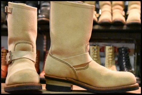 【7.5D 良品 10年】レッドウィング 8268 スエード エンジニア ホーソーンアビレーンラフアウト ベージュ ブーツ redwing HOPESMORE