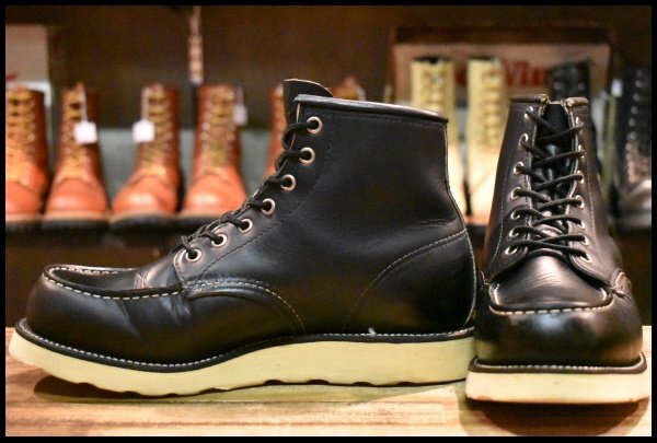 【7.5E 美品 犬タグ 98年】レッドウィング 8179 アイリッシュセッター 黒 ブラッククローム モックトゥ 編み上げ ブーツ redwing HOPESMORE