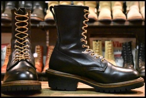 【9D 美品 羽タグ 01年】レッドウィング 699 ロガー 黒 ブラッククローム ロング スチール無し 2218 ブーツ redwing HOPESMORE