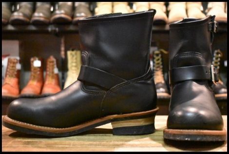 【9.5D 美品 14年】レッドウィング 2976 ショート エンジニア 黒 ブラッククローム スチールトゥ ブーツ redwing HOPESMORE