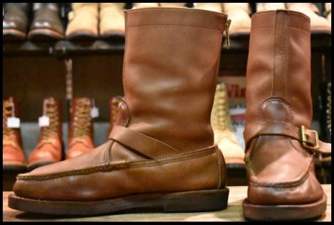 【7.5EE 良品 白タグ】RUSSELL MOCCASIN ラッセルモカシン ゼファーブーツ ブラウン 茶 ビブラム バックジップ ブーツ HOPESMORE