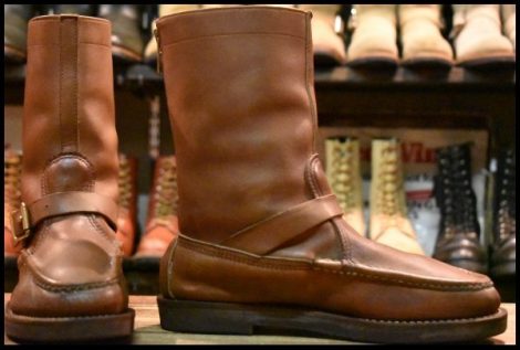 【7.5EE 良品 白タグ】RUSSELL MOCCASIN ラッセルモカシン ゼファーブーツ ブラウン 茶 ビブラム バックジップ ブーツ HOPESMORE