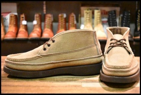 【9E 良品】RUSSELL MOCCASIN ラッセルモカシン スポーティングクレーチャッカ ダブルモカシン ララミースエード 短靴 ブーツ HOPESMORE