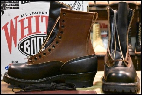 【9.5EE 箱付 未使用】WHITE’S ホワイツ スモークジャンパーLTT 375VLTT ブラック×ブラウン クロムエクセル ブーツ HOPESMORE