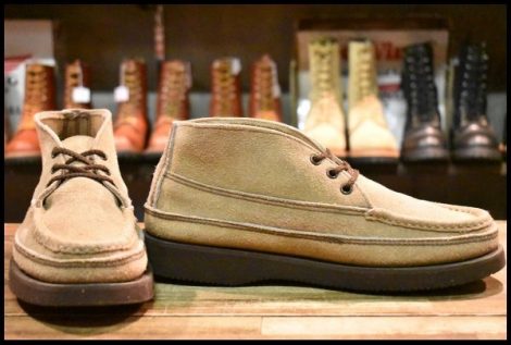 【9E 良品】RUSSELL MOCCASIN ラッセルモカシン スポーティングクレーチャッカ ダブルモカシン ララミースエード 短靴 ブーツ HOPESMORE