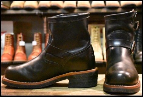 【7.5E 良品 黒タグ】Chippewa チペワ 1901M10 ショートエンジニア ブラック 黒 スチールトゥ ビブラム ブーツ HOPESMORE