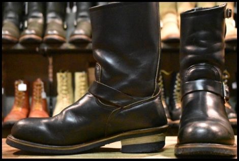 【9.5D 良品 PT91刺繍 97年】レッドウィング 2268 エンジニア 黒 ブラッククローム スチールトゥ プルオン ブーツ redwing HOPESMORE