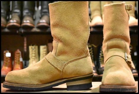 【7D 良品 PT91刺繍 98年】レッドウィング 8268 スエード エンジニア タン ラフアウト スチールトゥ ベージュ ブーツ redwing HOPESMORE