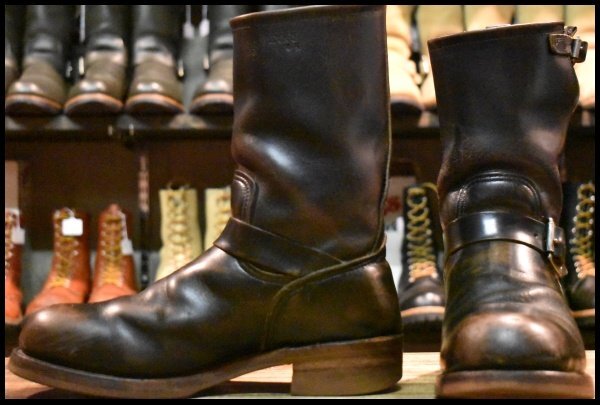 【8D 良品 PT91プリント 94年03月刻印 カスタム】レッドウィング 2268 エンジニア 黒 ブラッククローム ブーツ redwing HOPESMORE