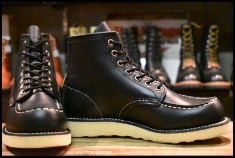 【6E 美品 犬タグ復刻 18年】レッドウィング 8179 アイリッシュセッター 黒 ブラッククローム モックトゥ ブーツ redwing HOPESMORE