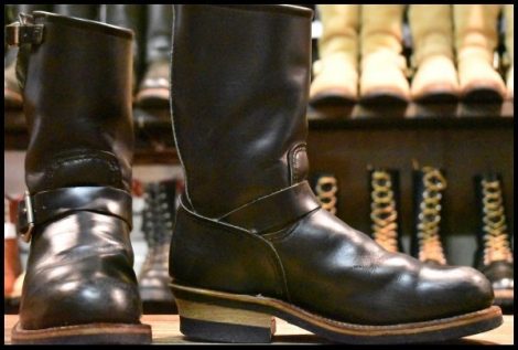 【7D 良品 PT99刺繍】レッドウィング 2268 エンジニア 黒 ブラッククローム スチールトゥ プルオン ブーツ redwing HOPESMORE