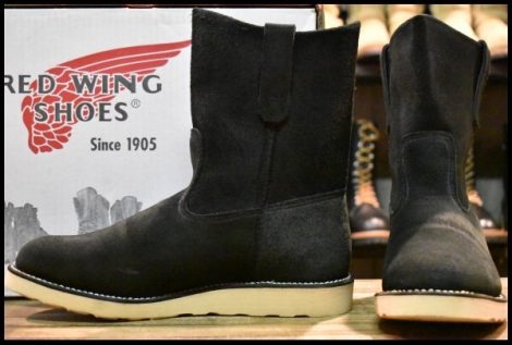 【9.5E 箱付 美品 09年】レッドウィング 8177 黒スエード ペコス ブラック ラフアウト プルオン ブーツ redwing pecos HOPESMORE