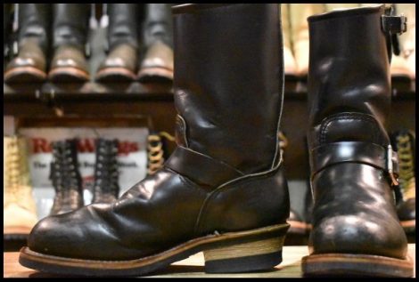 【7D 良品 PT99刺繍】レッドウィング 2268 エンジニア 黒 ブラッククローム スチールトゥ プルオン ブーツ redwing HOPESMORE