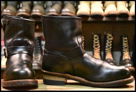 【10.5D 良品 12年】レッドウィング 2976 ショート エンジニア 黒 ブラッククローム スチールトゥ ブーツ redwing HOPESMORE