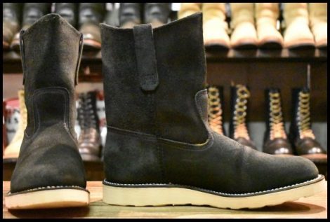 【9.5E 箱付 美品 09年】レッドウィング 8177 黒スエード ペコス ブラック ラフアウト プルオン ブーツ redwing pecos HOPESMORE
