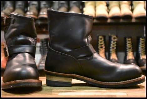 【10D 良品 09年】レッドウィング 2976 ショート エンジニア 黒 ブラッククローム スチールトゥ プルオン ブーツ redwing HOPESMORE