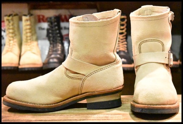 【8D 美品 11年】レッドウィング 2965 ショート スエードエンジニア ホーソーンアビレーンラフアウト ベージュ ブーツ redwing HOPESMORE