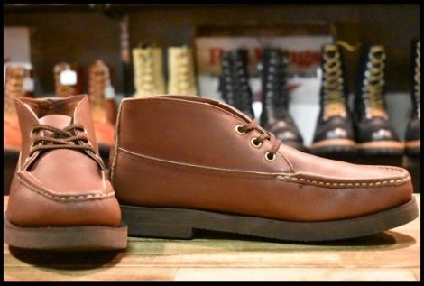 【8EE 美品】RUSSELLMOCCASIN ラッセルモカシン シングルチャッカ ブラウン 茶 ビブラムソール 編み上げ レースアップ ブーツ HOPESMORE