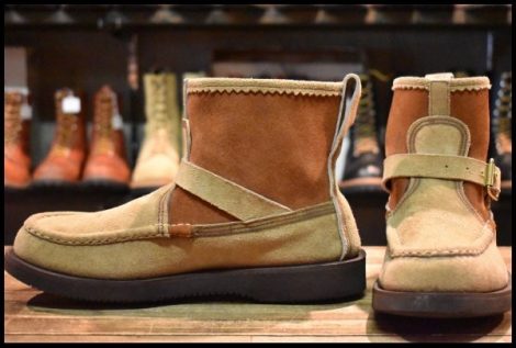 【7.5E 美品】RUSSELL MOCCASIN ラッセルモカシン ノックアバウト ララミースエード ベルト付き ビブラムソール プルオン ブーツ HOPESMORE