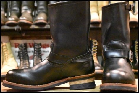 【9.5D 美品 19年】レッドウィング 2268 エンジニア 黒 ブラッククローム スチールトゥ ブーツ redwing HOPESMORE