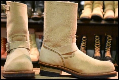 【7.5D 良品 10年】レッドウィング 8268 スエード エンジニア ホーソーンアビレーンラフアウト ベージュ ブーツ redwing HOPESMORE