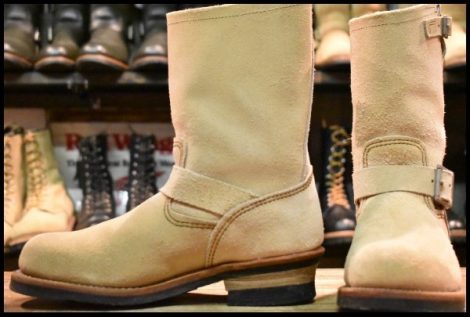 【7.5D 良品 10年】レッドウィング 8268 スエード エンジニア ホーソーンアビレーンラフアウト ベージュ ブーツ redwing HOPESMORE