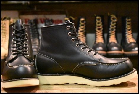 【8.5E 良品 犬タグ】レッドウィング 8179 アイリッシュセッター 黒 ブラッククローム モックトゥ 編み上げ ブーツ redwing HOPESMORE