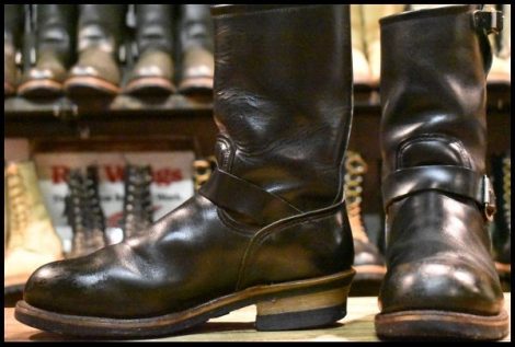 【8.5D 良品 PT91刺繍】レッドウィング 2268 エンジニア 黒 ブラッククローム スチールトゥ ブーツ redwing HOPESMORE