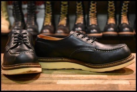 【8D 良品 09年】レッドウィング 8106 オックスフォード 黒 ブラッククローム モックトゥ ローカット 短靴 ブーツ redwing HOPESMORE