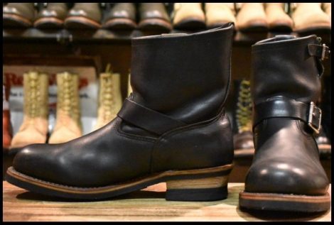 【9.5D 良品 07年】レッドウィング 8182 ショート エンジニア 黒 ブラック ハーネス スチールトゥ プルオン ブーツ redwing 2976 HOPESMORE
