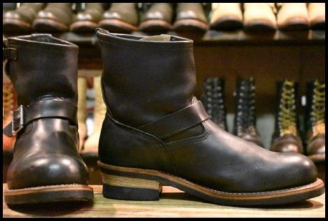 【9.5D 良品 07年】レッドウィング 8182 ショート エンジニア 黒 ブラック ハーネス スチールトゥ プルオン ブーツ redwing 2976 HOPESMORE