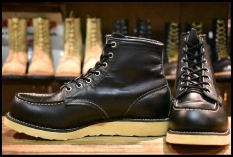 【8.5E 美品 犬タグ 99年】レッドウィング 8179 アイリッシュセッター 黒 ブラッククローム モックトゥ 編み上げ ブーツ redwing HOPESMORE