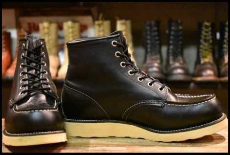 【8.5E 美品 犬タグ 99年】レッドウィング 8179 アイリッシュセッター 黒 ブラッククローム モックトゥ 編み上げ ブーツ redwing HOPESMORE