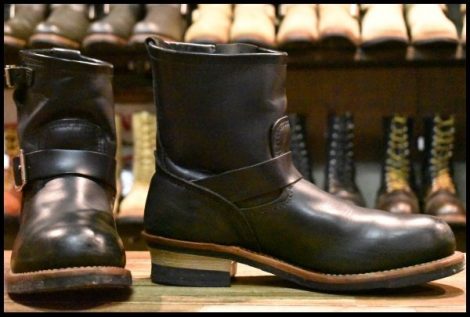 【9.5D 良品 12年】レッドウィング 2976 ショート エンジニア 黒 ブラッククローム スチールトゥ ブーツ redwing HOPESMORE