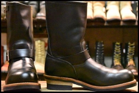 【9D 箱付 美品 18年】レッドウィング 2268 エンジニア 黒 ブラッククローム スチールトゥ プルオン ブーツ redwing HOPESMORE