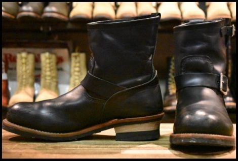 【9.5D 良品 12年】レッドウィング 2976 ショート エンジニア 黒 ブラッククローム スチールトゥ ブーツ redwing HOPESMORE