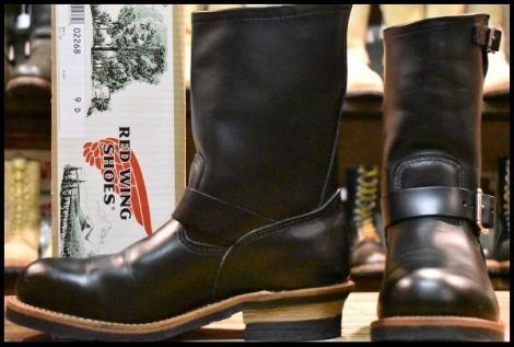 【9D 箱付 美品 18年】レッドウィング 2268 エンジニア 黒 ブラッククローム スチールトゥ プルオン ブーツ redwing HOPESMORE