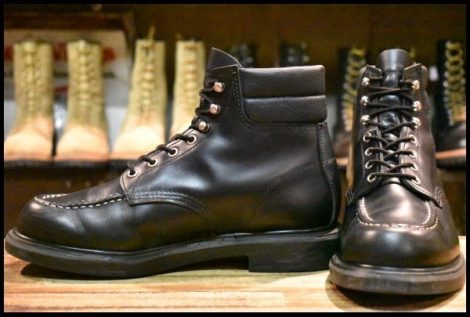 【8.5E 美品 21年】レッドウィング 8133 スーパーソール 黒 ブラッククローム モックトゥ 編み上げ ブーツ redwing HOPESMORE