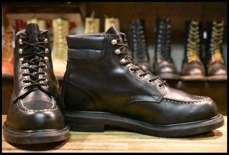 【8.5E 美品 21年】レッドウィング 8133 スーパーソール 黒 ブラッククローム モックトゥ 編み上げ ブーツ redwing HOPESMORE